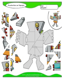 Puzzle Kes Yapıştır Çalışma Sayfaları